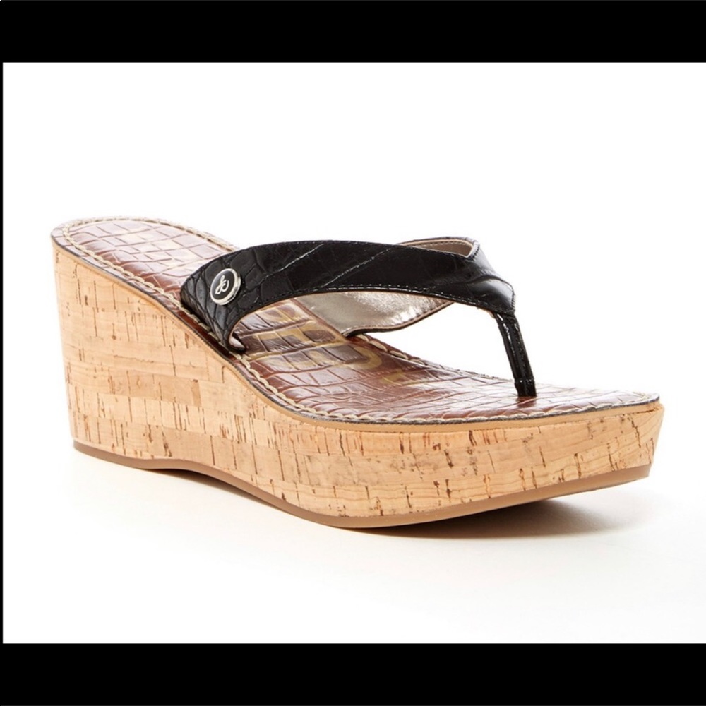 Sam Edelman Leather Wedge Sandals- Size 10